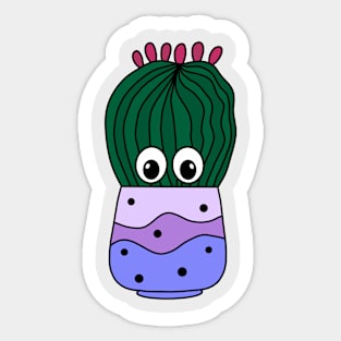 Cute Cactus Design #263: Bulky Cactus In Ombre Pot Sticker